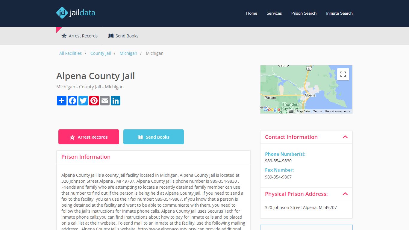 Alpena County Jail Inmate Search and Prisoner Info - Alpena, MI